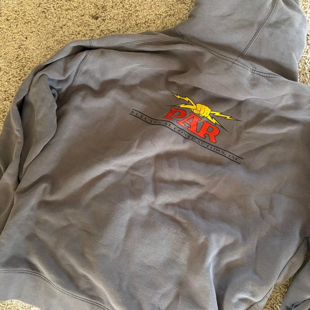Unbranded Men's Grey and Navy Hoodie